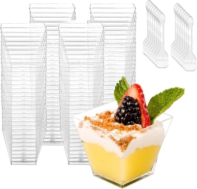 50 Herbruikbare Dessertbekers 120 ml - Ideaal voor Mousse, Pudding, IJs en Feestjes