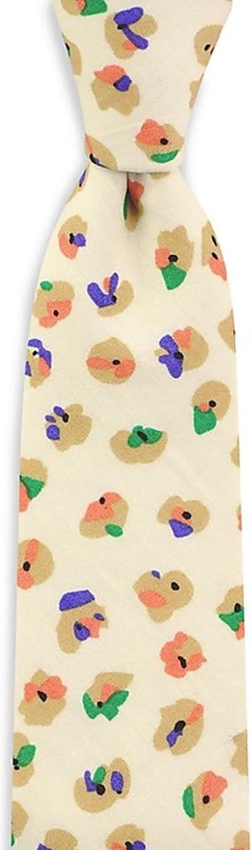We Love Ties - Stropdassen - Stropdas Colorful Leopard - creme / groen / orange / paars