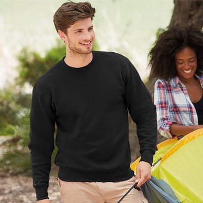 Fruit Of The Loom Unisex Premium 70/30 set-in sweater (Zwart)