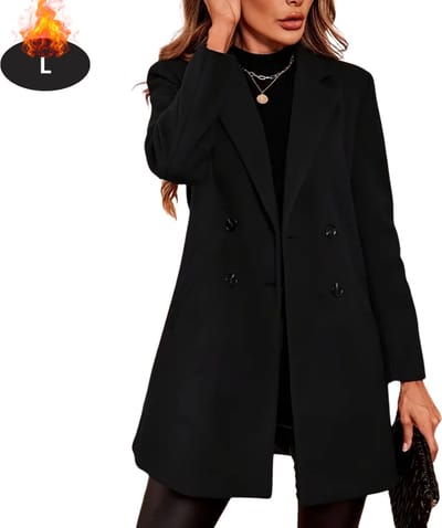 Livano Mantel Dames - Tussenmantel - Jas - Mantelpakje - Trenchcoat - Overjas - Overcoat - Winter - Zwart - L