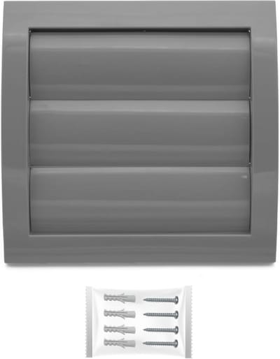 Ventilatierooster 100 mm Rond met Bewegende Lamellen en Insectenbescherming Grijs