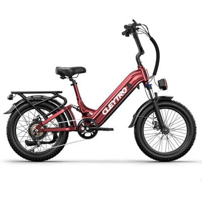 TIFGALOP adult electric bike, 48V 20Ah lithium battery, 45-90 km range, 20-inch wide tires, full suspension M rood