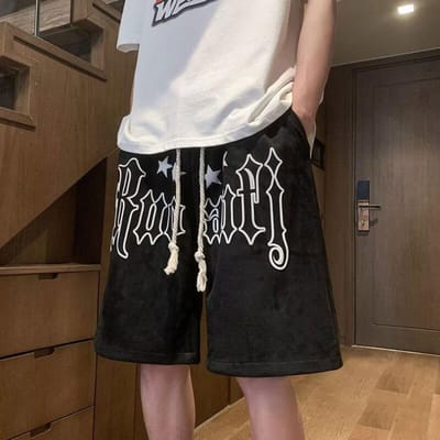 Korte Broek Heren Zomer Nieuw Sport Los Trendy Merk Veelzijdig Strand Vijfpuntsbroek M zwart