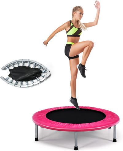 Opvouwbare Fitness Trampoline - Mini Springkussen - Thuis Trainen - 150 kg Draagkracht - 97 cm Diameter - Roze