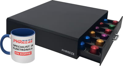 Phreeze - Capsulehouder - Geschikt voor Nespresso, Dolce Gusto & K-Cups - Koffiecups Houder - 30 Vakjes - Cuphouder - Met Lade - Zwart