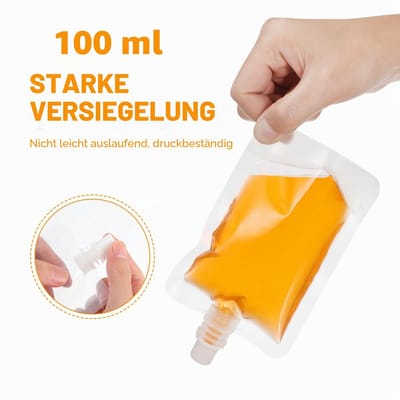 50 stuks plastic flessen voor reizen, 100 ml herbruikbare drankzakjes, sapwater drinkflessen voor reizen, buitensporten, concerten, evenementen
