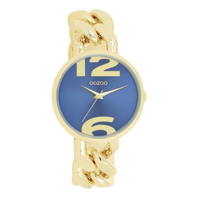 Goudkleurige OOZOO horloge met goudkleurige grove schakelarmband - C11351