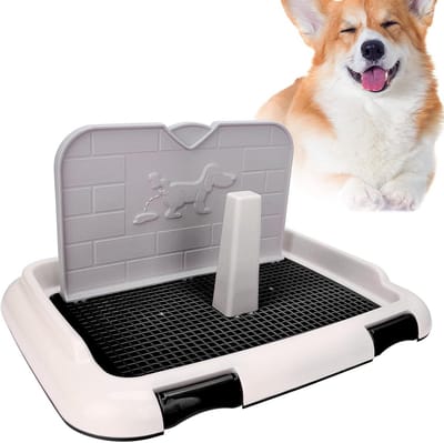 Indoor hondentoilet met pee-padhouder en muurbeugel voor zindelijkheidstraining kleine en middelgrote honden zwart