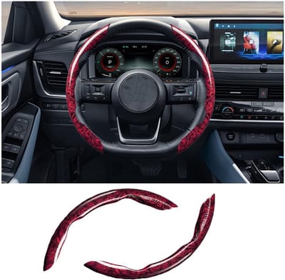 Dailygoody - Universele autostuurhoes - Antislip en ademend - Mahonie houteffect - Duurzaam en comfortabel - Geschikt voor auto en vrachtwagen - Rood