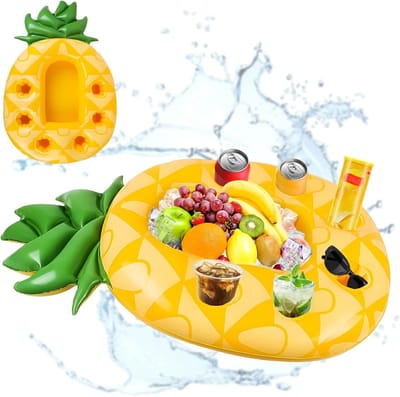 Opblaasbare Ananas Bekerhouder, Drijvende Bar voor Zwembad, Opblaasbare Drankhouder, Opblaasbaar Ananas Plateau, Drijvend Plateau, Drijvende Zwembad Bekerhouder, Bekerhouder voor Zwembaden