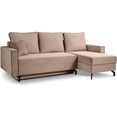 Marti sofa bed L-shape rechts oud roze | Moderne hoekbank | Sofabed - 148x89x230cm