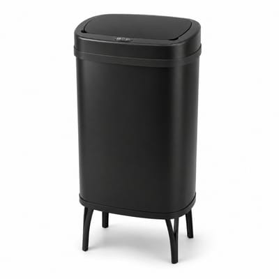 Five Stars® Sensor Prullenbak Op Pootjes - 60 Liter - RVS Afvalbak - Soft Close Deksel - Vuilnisbak - Zwart