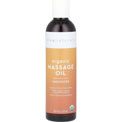 Viva Naturals, Biologische Massageolie, Geurloos, 8 fl oz (237 ml) beige