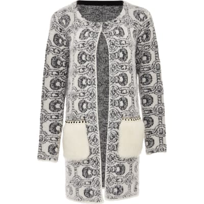 Faina Vest Dames wol wit zwart