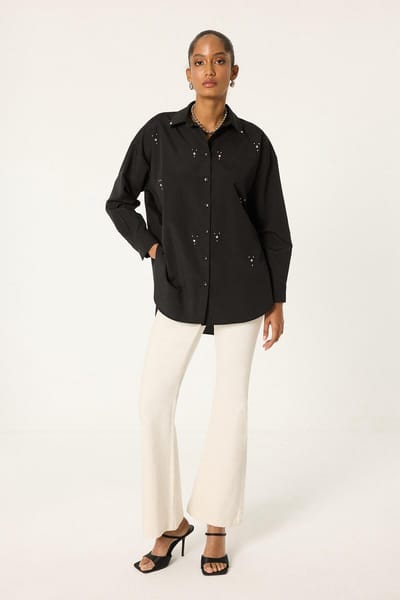 Touché Privé - Blouse met steentjes - Zwart - Dames