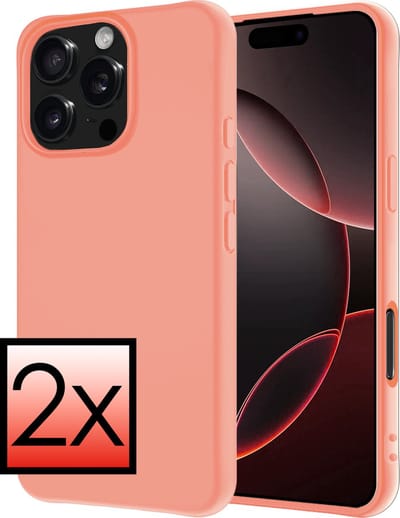 Hoesje - 2 Stuks - Geschikt voor Apple iPhone 16 Pro - Sterk & Shockproof - Case Siliconen - Back Cover - Telefoon Hoes - Perzik