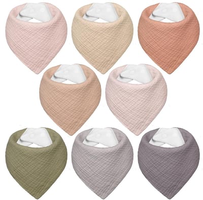 Dailygoods- Slabbetjes Baby - Zeer Absorberend - Siliconen Slab - Slabbetjes met Mouwen - Kwijlslabbetjes - 8 Stuks - Ademend Mousseline Katoen - Babysjaal