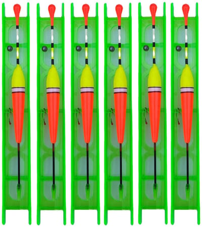 Dailygoods- Hengeldrijvers 15-delige set - Drijvende Visspoelen - Fluorescerende Boeien - Waterdicht - Kunststof - Inclusief 6 x Boei - Vissersbenodigdheden
