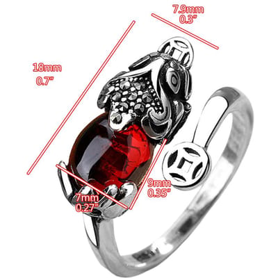 Feng Shui Ring Pixiu Mani Mantra Bescherming Vingerring Rijkdom Ring Amulet Rijkdom Geluk Open Verstelbare Ring Boeddhistisch black