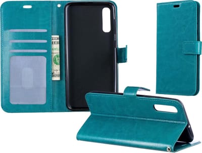 Hoesje - Geschikt voor Samsung Galaxy A50 - Luxe Bookcase - Walletcase Hoes - Portemonnee - Cover - Telefoonhoes - Turquoise
