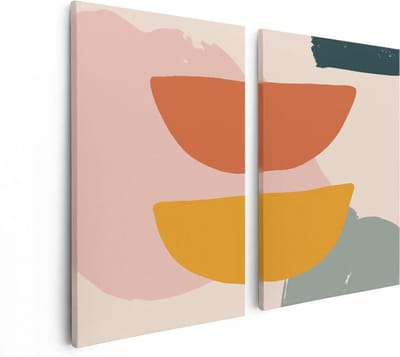 Artaza Canvas Schilderij Tweeluik Abstracte Kunst in Scandinavische Stijl - 80x60 - Foto Op Canvas - Canvas Print