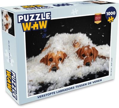 Puzzel Verstopte labradors tussen de veren - Legpuzzel - Puzzel 1000 stukjes volwassenen