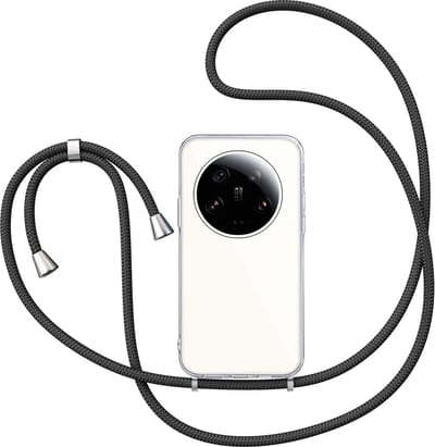Hoesje met Koord geschikt voor Xiaomi 13 Ultra - Back Cover Siliconen Case Transparant Hoes Zwart