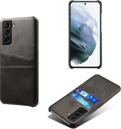 Backcover met Opbergvakjes + PMMA Screenprotector voor Galaxy S21 FE 5G _ Zwart