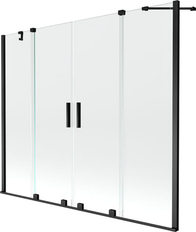 Mexen Velar Duo badwand scherm 2-delige schuif 170 x 150 , transparant, zwart - 896-170-000-02-70