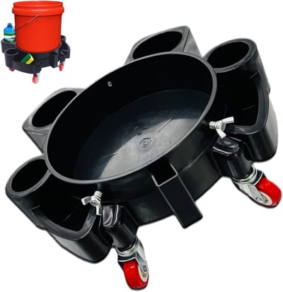 Autowas Emmer Rol - Reinigingsrol Auto - Auto Onderhoud - 5 Zwenkwielen - 45 x 42 x 10 cm - Zwart