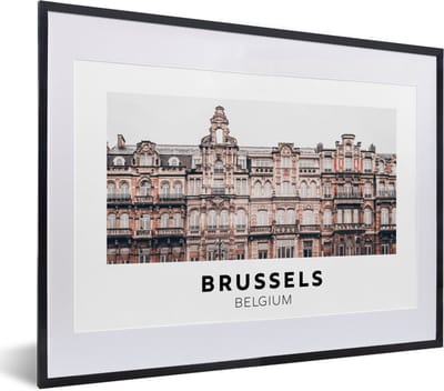 Fotolijst incl. Poster - België - Brussel - Huizen - 40x30 cm - Posterlijst