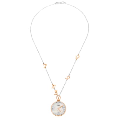 Orphelia ZK-7174/1 - Necklace Bicolor Small Clock With Numbers Mop - 925 zilver - parelmoer - 45 cm