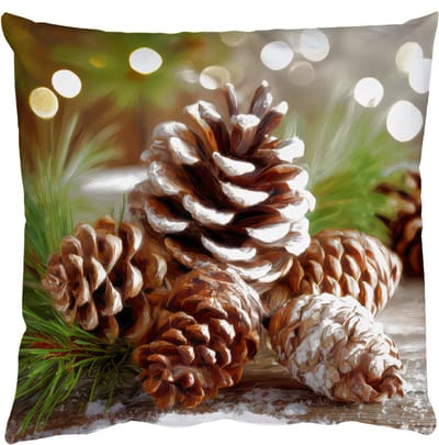 Sierkussens - Kussentjes Woonkamer - 50x50 cm - Dennenappels - Kerstsfeer - Bruin - Groen