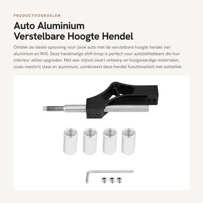 Dailygoods- Hoogte Hendel Verstelbaar 70 mm - Aluminium/RVS - Pookknop - Versnellingspook Hoes - Auto-onderdelen - Betrouwbare Prestaties