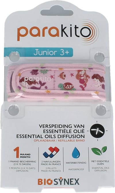 Para'kito - Anti-Muggen Armband Kinderen - Zeemeermin - Navulbaar en Waterbestendig - Natuurlijke Bescherming met Essentiële Oliën - Inclusief 2 Navullingen