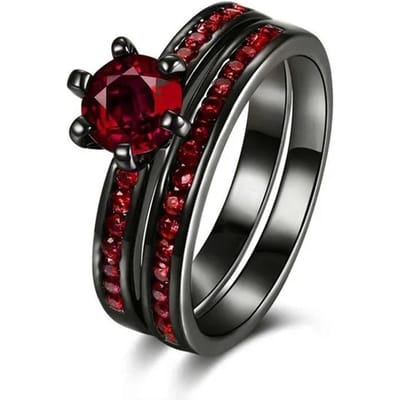 Mode Koppelringen Romantische Rode Strass Steentjes CZ Dames Ringen Set Trendy Heren Roestvrij Staal Keltische Draak Ring Bruiloft Sieraden 11 gray