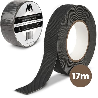 Nevomey Antislip Tape Zelfklevend - Zwart - XXL Rol 17m x 28mm - Waterproof Anti Slip Trapprofiel Trapstrips - Veiligheid voor Trappen en Vloeren
