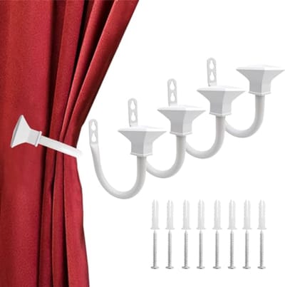 Metalen Gordijn Holdbacks - 4 Stuks Vierkant Wandmontage voor Slaapkamer en Woonkamer