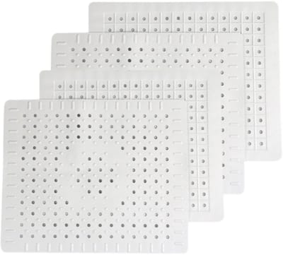 Gootsteenmat - 31x26 cm Gootsteenmat - Rubber - 4 stuks Multifunctioneel Gootsteenmat- Zachte rubberen tafelisolatie - Keukenbeschermmat- snel af te voeren - Droogt en antislip -Voor spoelbak -Spoelbakbescherming - Spatbescherming- Afdruipmat （ Wit）