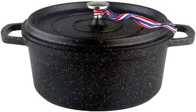 Braadpan Rond - Stoofpan Koekenpan - Gezond Koken - Gegoten Aluminium - 20 cm - Zwart