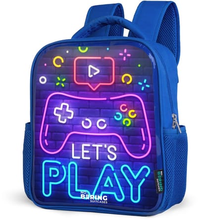 NoBoringSuitcases.com® - Rugzak blauw - Schooltas jongens - Neoncontroller tegen een bakstenen muur - Kinder rugtas jongen - Boekentas kind - Kinderrugzak voor school - Schoolrugzak