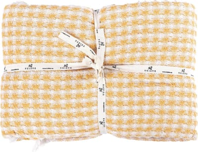 Dubbele Gele Sprei 200x230 cm - Lichte Zomerdeken met Wafellook in Katoen