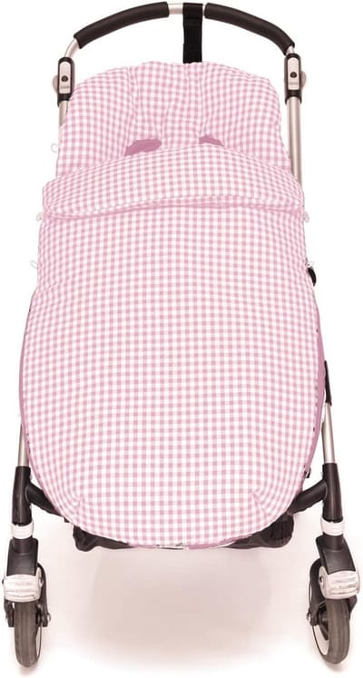 Universele voetenzak - Kinderwagen hoes - Baby warm houden - Handgemaakt in Spanje - 95 x 53 cm - Roze Vichy