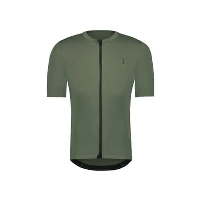 BBB Cycling Essence Fietsshirt Heren Korte Mouw - 15-25 °C - Ademend MTB en Wielrenshirt met 3 Achterzakken - Olijf Groen