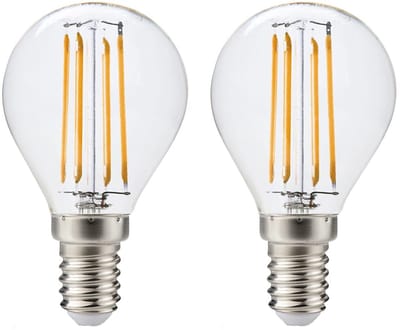 Kobi LED Filamentlamp E14 4W - 470lm - 3000K - 360° - 230V - Kaarsvorm - Voor Kroonluchter, Slaapkamer of Wandlamp - 2 stuks