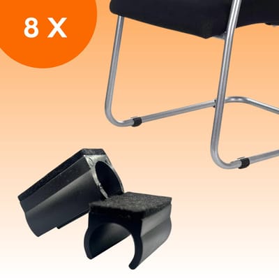 FLOOQ Stoelpootdoppen Buisframes 19mm - Anti-Kras Vilt - Stoelpoot beschermers - Vloerbescherming - 8 Stuks – Zwart – Rond