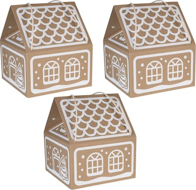 Kerstcadeauverpakking, huis met witte opdruk 30x30x35 cm
