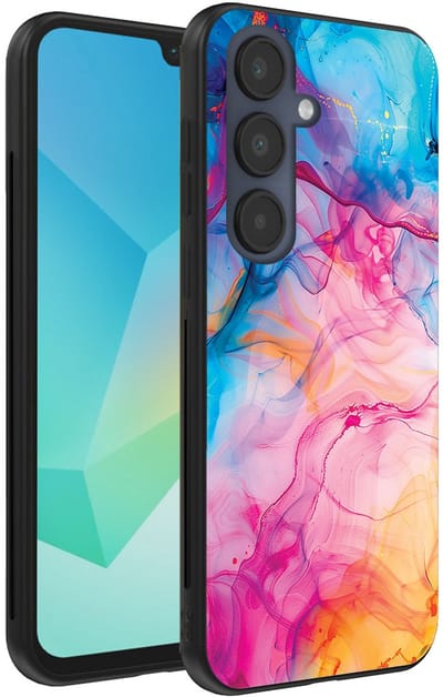 Smartphonica Telefoonhoesje Geschikt voor Samsung Galaxy A16 met Regenboog Acryl Marmer Opdruk - TPU Backcover Case Rainbow Acrylic Marble Design geschikt voor Samsung Galaxy A16