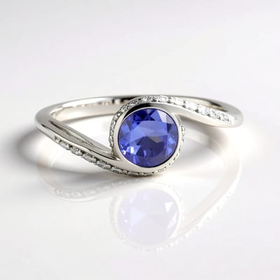 Cavill - Zilveren Ring met 0,75 ct Tanzaniet en 1,05 ct Zirkonia - 925 Sterling Zilver Platina Geplateerd - Modern Design - Luxe Paarse Edelsteen