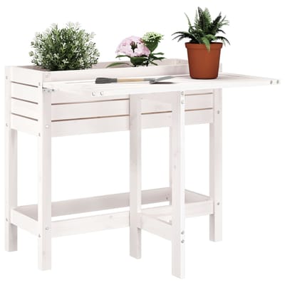 vidaXL - Plantenbak - met - inklapbaar - tafelblad - massief - grenenhout - wit